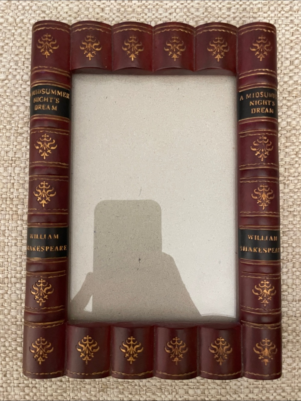 Faux Leather Book Spine Picture Frame - Burgundy
